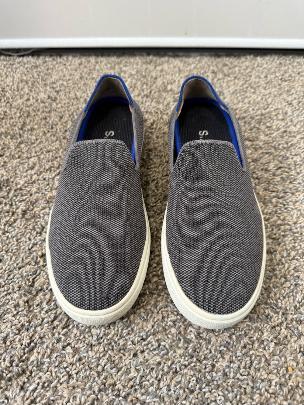 Rothy's Gray Slip-On Loafers with Blue Accent